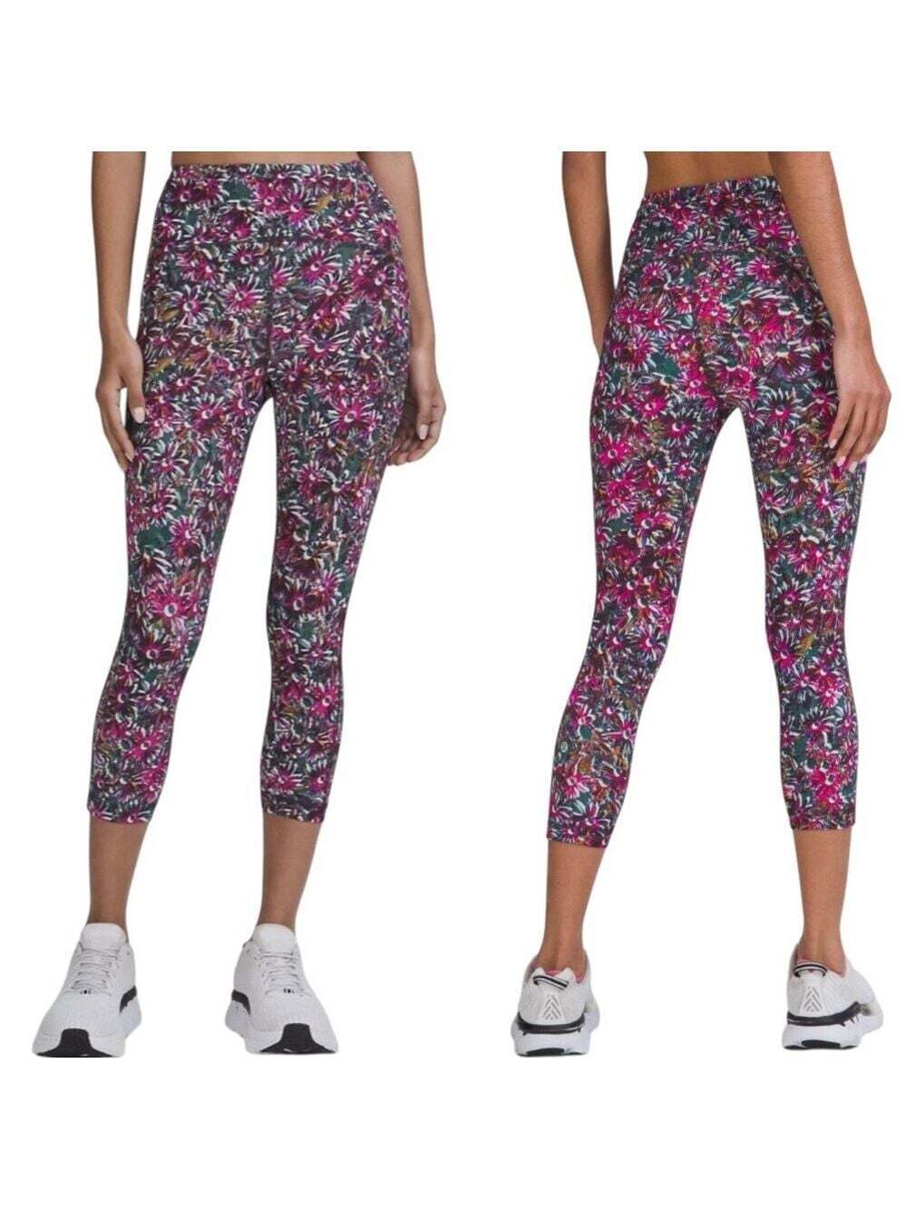 Lululemon Floral Electric Cropped Leggings Swift Speed 21 Inch Flexcore